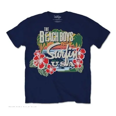 The Beach Boys T-Shirt Surfin USA Tropical Unisex Navy Blue