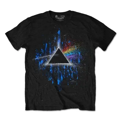 Pink Floyd T-Shirt Dark Side of the Moon Blue Splatter Unisex Black