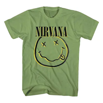 Nirvana T-Shirt Inverse Happy Face Unisex Green