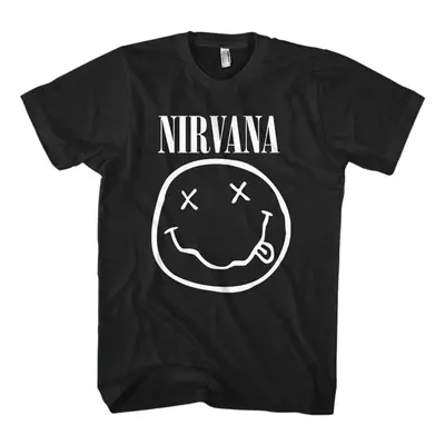 Nirvana T-Shirt White Happy Face Unisex Black