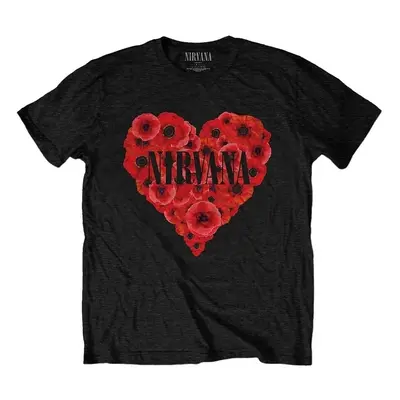 Nirvana T-Shirt Poppy Heart Unisex Black