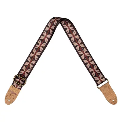 Cascha CGS-VC10 Vegan Cork Textile guitar strap Ethnic Red Stripes