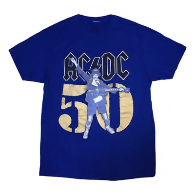 AC/DC T-Shirt Gold Fifty Unisex Blue