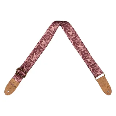 Cascha CGS-VC1 Vegan Cork Textile guitar strap Mauve Birds