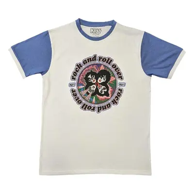 Kiss T-Shirt Rock and Roll Over Unisex Purple & White