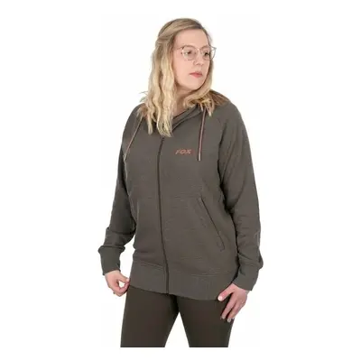 Fox Fishing Hoodie Womens Zipped Hoodie Dusty Olive Marl/Mauve Fox