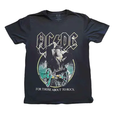 AC/DC T-Shirt For Those About To Rock Yellow Outlines Unisex Black