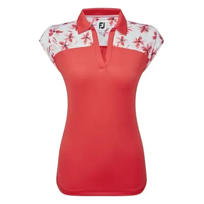 Footjoy Blocked Floral Print Lisle Red Polo Shirt