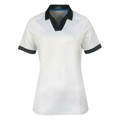 Callaway Womens Short Sleeve V-Placket Colourblock Brilliant White Polo Shirt