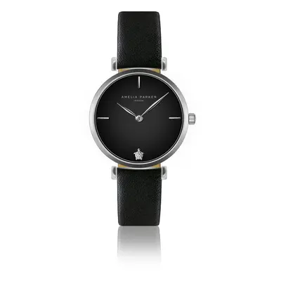 Leather watch woman Amelia Parker Night Shore Black