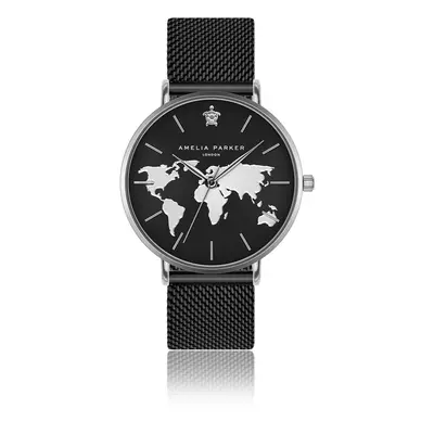 Women's watch Amelia Parker Secret Vacation Black Mesh