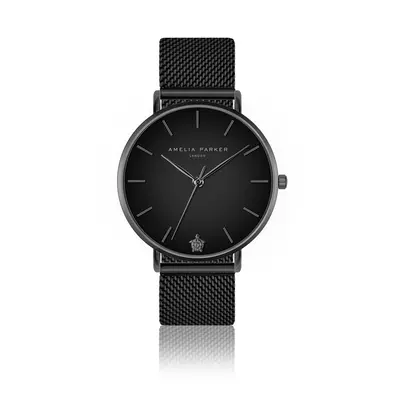 Women's watch Amelia Parker Jet Black Black Mesh