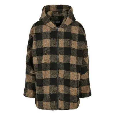 Women's fleece Urban Classics hooded oversized check sherpa