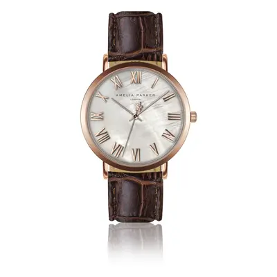 Leather watch woman Amelia Parker Classique Brown