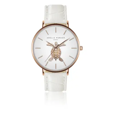 Leather watch woman Amelia Parker Rose Turtle White