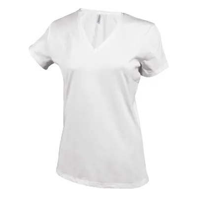 Women's cotton T-shirt Kariban Col V blanc