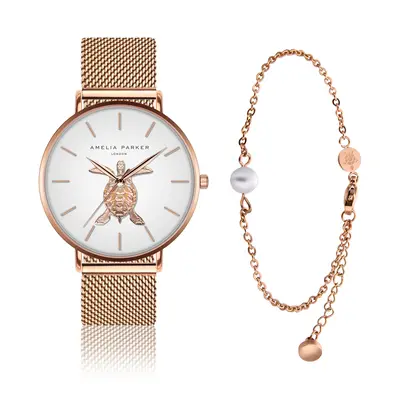 Watch and bracelet for women Amelia Parker Rose Turtle