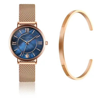 Watch and bracelet for women Amelia Parker Petite Blue