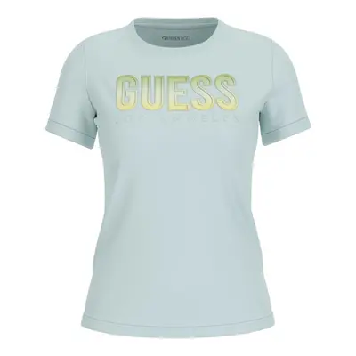 Women's round neck T-shirt with gradient glitter logo Guess