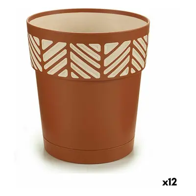 Self-watering flowerpot Stefanplast Orfeo Terracotta Plastic 15 x 15 x 15 cm (12 Units)