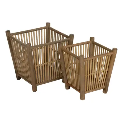 Set of Planters Natural Bamboo 32.5 x 32.5 x 34 cm (2 Units)