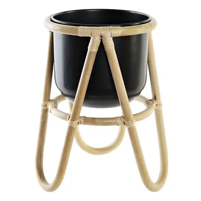 Planter DKD Home Decor Natural Black Metal Colonial Bamboo (26 x 26 x 40 cm)