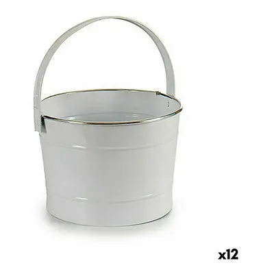 Planter Bucket White Silver Zinc 25 x 29,5 x 27 cm (12 Units)