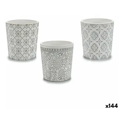 Planter Ibergarden DX43436-F12 White Gray Ceramic Pattern 12.3 x 12 x 12.3 cm (144 Units)