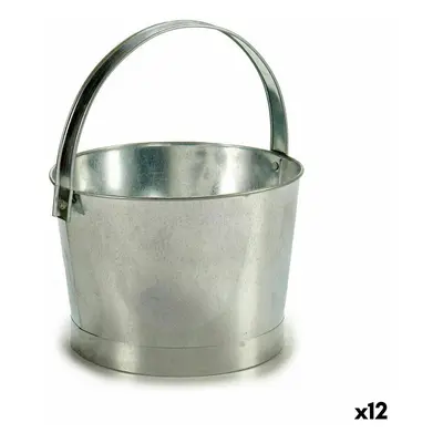 Plant pot Bucket Silver Zinc 25 x 30 x 26,5 cm (12 Units)