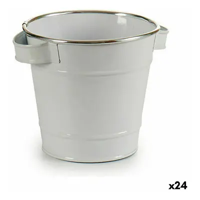 Planter Bucket White Silver Zinc 19,5 x 14,5 x 16,5 cm (24 Units)