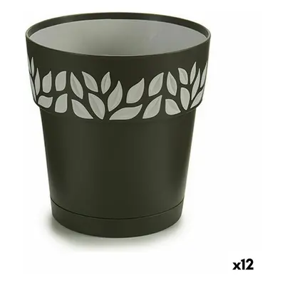 Self-watering flowerpot Stefanplast Cloe Anthracite Plastic 15 x 15 x 15 cm (12 Units)