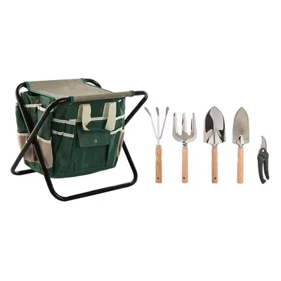 Garden tool kit Home ESPRIT 7 Pieces Black Green Silver 40 x 28 x 35 cm