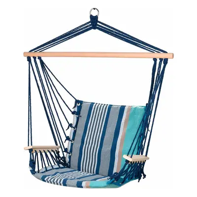 Swing Blue Wood Cotton With armrests Striped 53 x 100 cm