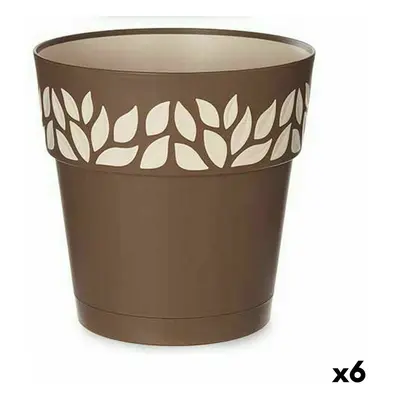 Self-watering flowerpot Stefanplast Cloe Brown Plastic 25 x 25 x 25 cm (6 Units)