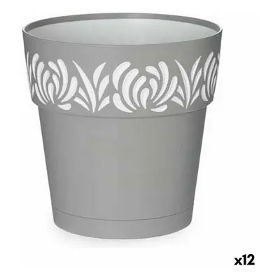 Self-watering flowerpot Stefanplast Gaia Grey Plastic 19 x 19 x 19 cm (12 Units)