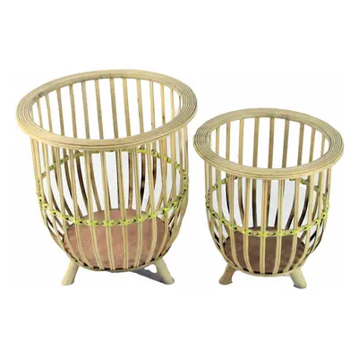 Set of Planters DKD Home Decor 35 x 35 x 37 cm Natural Light brown Bamboo