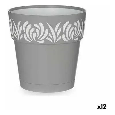 Self-watering flowerpot Stefanplast Gaia Grey 15 x 15 x 15 cm White Plastic (12 Units)