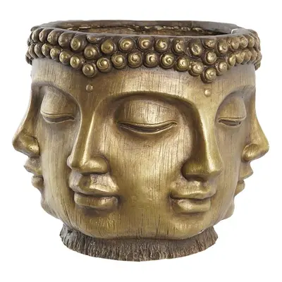 Planter DKD Home Decor Golden Wood Magnesium Circular Buddha Oriental 34 x 34 x 30 cm 30 x 34 x 