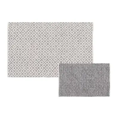 Carpet White Grey 70 % cotton 30 % Polyester 120 x 180 cm