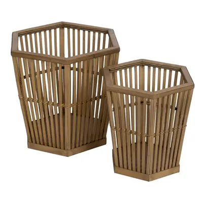 Set of Planters Natural Bamboo 39 x 34,5 x 35 cm (2 Units)