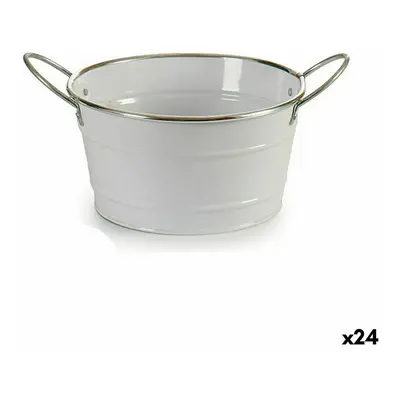 Planter Ibergarden F60326-D White Silver Zinc Bucket 27.5 x 10.5 x 20 cm (24 Units)