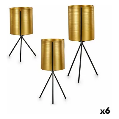 Set of Planters Black Golden Metal (6 Units)