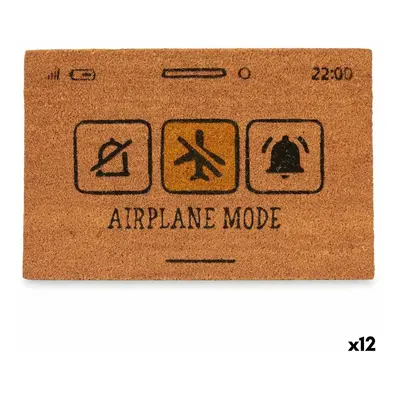 Doormat Airplane Mode Yellow Natural 60 x 1 x 40 cm (12 Units)