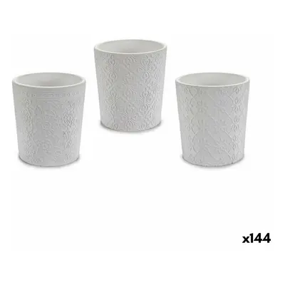 Planter Pattern White Ceramic 12,3 x 12 x 12,3 cm (144 Units)