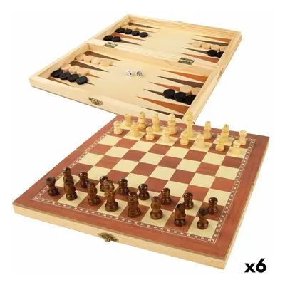 Chess and Checkers Board Colorbaby Backgammon Wood (6 Units)