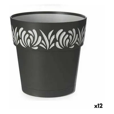 Self-watering flowerpot Stefanplast Gaia Anthracite Plastic 19 x 19 x 19 cm (12 Units)