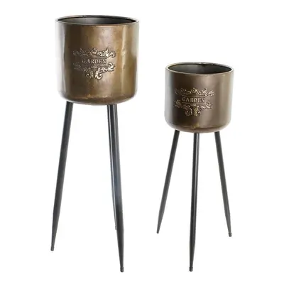 Set of pots DKD Home Decor Black Champagne Metallic Metal Loft 30 x 40 cm 25 x 25 x 80.5 cm (2 U