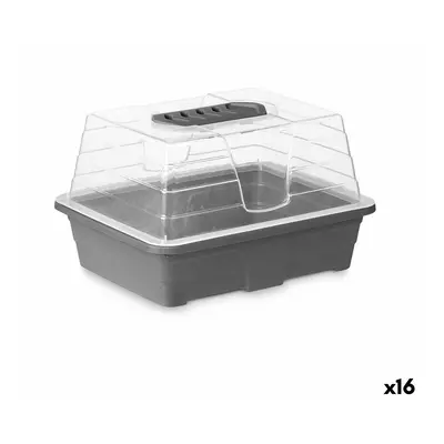 Greenhouse Grey Transparent Plastic 21,5 x 12,8 x 17,4 cm (16 Units)