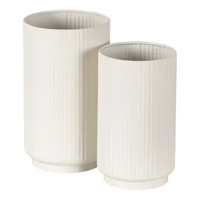 Set of Planters Cream Iron 16.5 x 16.5 x 28 cm (2 Units)