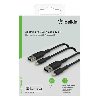 USB to Lightning Cable Belkin CAA001BT1MBK2PK 1 m Black (2 Units)